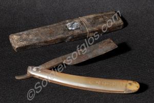 Cut-throat razor with case, manufactured by John C
