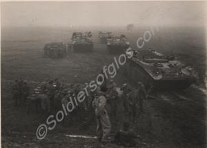 German prisoners with Buffalo amphibious vehicles