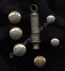 Gloucestershire A.R.P. Warden's whistle and button