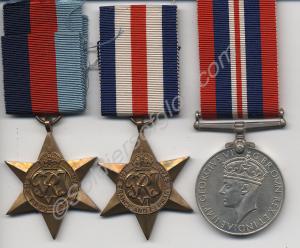 Box containing: 1939-45 Star, France/Germany Star,