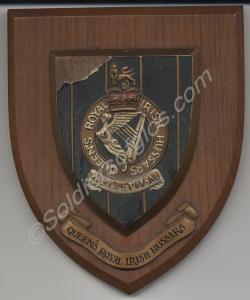 Wooden Shield: badge of "Queens Royal Irish Hussar