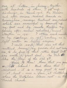 Last page from the memoir of 17154 Private Francis