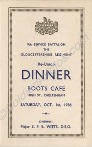 Dinner Card for Battalion Re-Union Dinner from  th