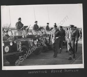 Inspecting Recce Platoon.  Brigadier C.E.A. Firth,