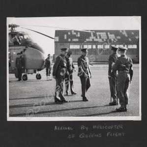 Arrival by helicopter, Queen's Flight. Brigadier C
