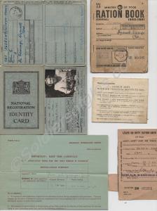 Envelope containing eleven items. (1) Ration book