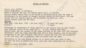 Typewritten copy of record of service of Private T
