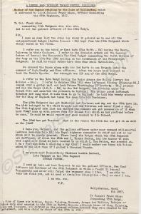 Typewritten copy of letter from Sergeant Thomas Pa