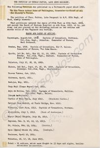 Typewritten account of the Petition of Thomas Patt