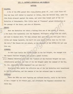 Typewritten account of the battles fought in the P