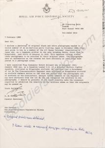 Letter of provenance concerning the photographs in