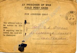 P.O.W. postcard belonging to 5244923 Private Georg