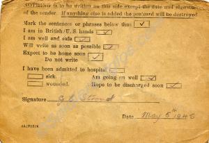 P.O.W. postcard belonging to 5244923 Private Georg