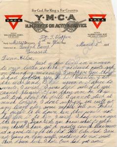 YMCA letter from a soldier of 11th Battalion, The