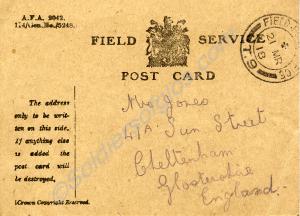 Field Service postcard. 1918.