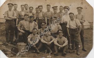Group of soldiers in camp. Gloucestershire Regimen