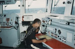 Preivate Mohamed Ali on the Bridge of H.M.S. Glouc