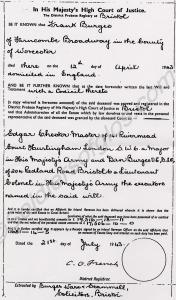 Photocopy of Last Will and Testament of Captain Fr