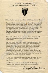 Buff folder containing message from General Eisenh