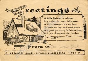 Christmas card sent by Private Richard Mutton to h