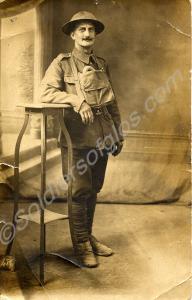 Portrait of British soldier with respirator, 1916