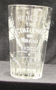 Half-pint beer glass engraved with Union flags and