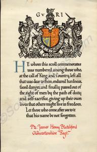 Honour Scroll to 32322 Private James Harry Blatchf