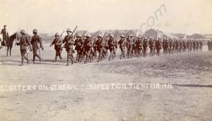 "Glosters on General's Inspection. Tientsin. 1913.