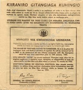 Two copies of a surrender pass issued for insurgen