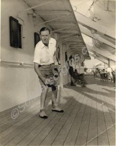 Photograph of Lt.Colonel Carne playing deck quoits