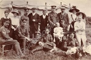Camp scene with wives and children. 5th Battalion,