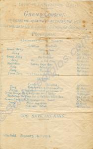 Concert Programme of 1st Entrenching Battalion inc