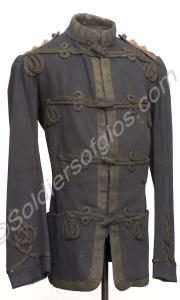 Blue patrol  jacket with black braid and frogging.