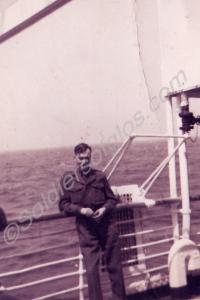 Private Fred Jenkins en route to Cyprus with the G