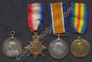 Group of four medals; Queen's South Africa Medal,