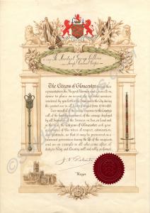 Honour Scroll from the Citizens of Gloucester to 5