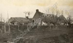 Shell damaged buildings, Western Front. 1st Battal
