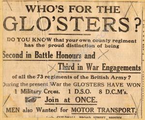 Newspaper cutting - Recuiting advertisement for th