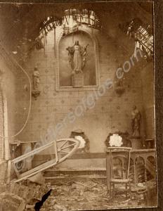 Interior of ruined church. 1st Battalion, The Glou