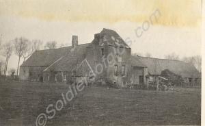 Damaged farm. 1st Battalion, The Gloucestershire R