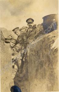 Three officers, Bush, Brown and Ollis in a trench.