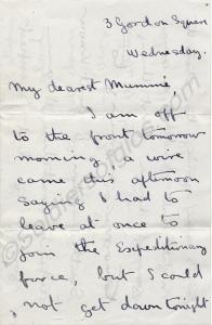 Letter written to his mother by Captain Roger Doug