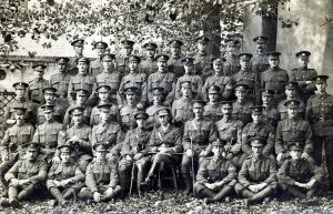 Group of soldiers and two officers from various re