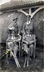 Four soldiers in Hospital Blues, c. 1917-1918.  29