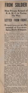 Article about Private Herbert Ryland, Royal Army M