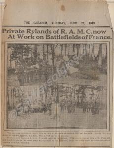 Article about Private Herbert Ryland, Royal Army M