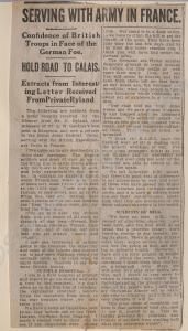 Article about Private Herbert Ryland, Royal Army M