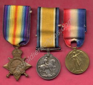 Group of medals; 1914-15 Star, British War Medal,