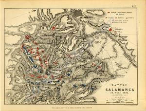 Print of a map of the Battle of Salamanca, 22nd Ju