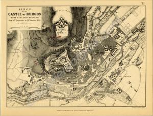 Print of a map of the Siege of Burgos, 10th Septem